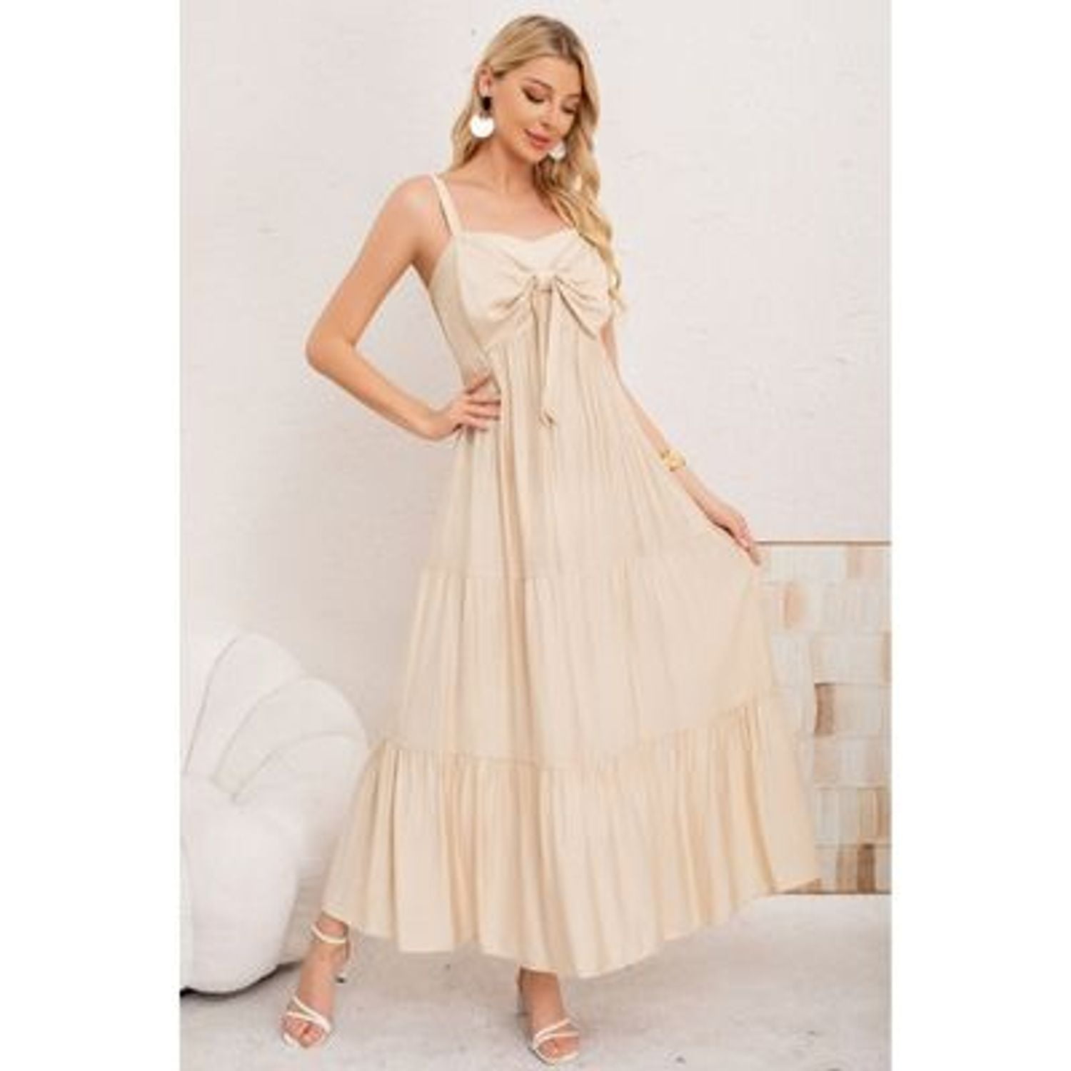 Likeshop - Maxi Vestido Mujer Largo Liso Tirantes Ajustables Eventos Fiesta 3361