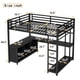thumbnail image 2 of Metal Loft Bed with Wardrobe and L-shaped Desk, Full Size Loft Bed with Storage Cubes and Shelves, Loft Bed for Kids Teens Adults, Black, 2 of 3