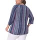 thumbnail image 3 of Agnes Orinda Camisetas de Mujer Tallas Grandes Cuello en V Manga 3/4 Camiseta de Punto Rayas Blusas Boho 4X Azul Marino, 3 of 5