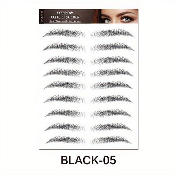6D Eyebrow Tattoos Stickers Makeup Long Lasting Black Brown Eyebrow Sticker Hair-Like Waterproof Natural Fake Eyebrow Stickers For Brow Grooming Shaping