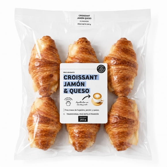 Mini Sandwich Croissant Jamón y Queso 6 uni