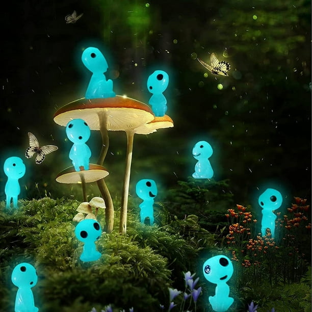10pcs/set Mononoke Mininatures Glowing Lights, Luminous Elf Tree Dolls Novelty Toy Home Decoration Lighting