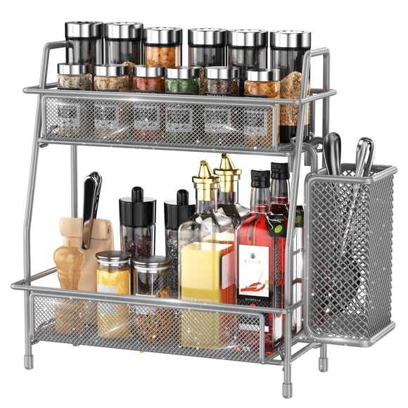 Estante para especias LEMIKKLE 18x30x33 cm Cesta metálica gris