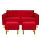 thumbnail image 1 of Sofa New Retro 3c + 2 Pouf Felpa 01 Rojo, 1 of 6