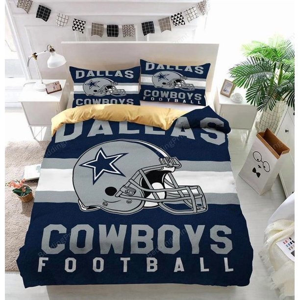 Dallas Cowboys Football Logo Helmet Quilt Duvet Cover Set Soft Queen Pillowcase3-Piece Bedding Set