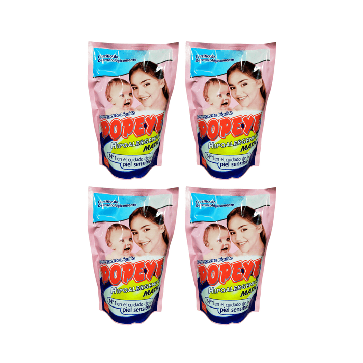 Pack 4 Detergentes Liquido Popeye Hipoalergenico 800ml
