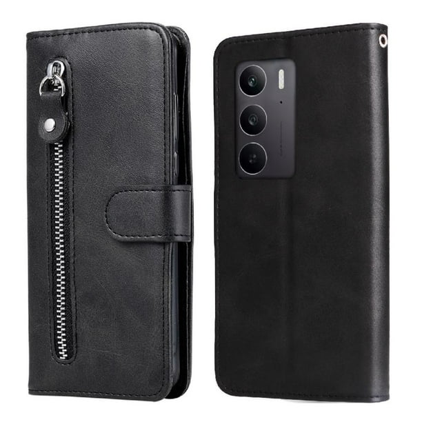 Funda con Cremallera para OPPO A5 4G/5G, Carcasa Cartera de Cuero PU con Soporte y Tarjetero