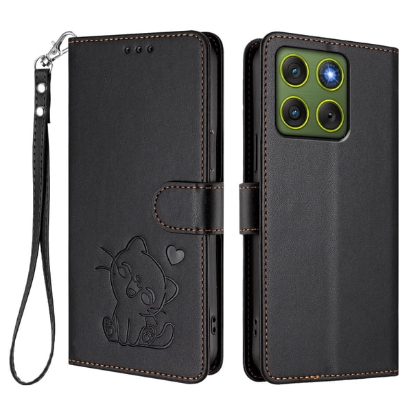 Carcasa Billetera de Cuero Sintético para Motorola Edge 70 5G, Negro