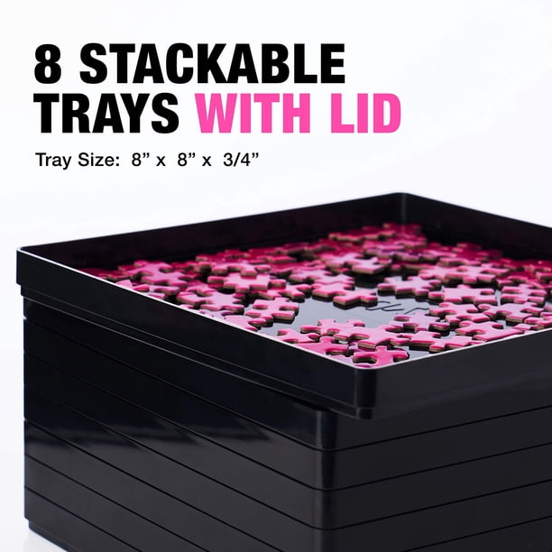 Set De 6 Bandejas Apilables Para Clasificar Puzzles – Organizador Con Tapa Para Piezas De 1000 Y 2000 Piezas, Tamaño 19x19x2 Cm