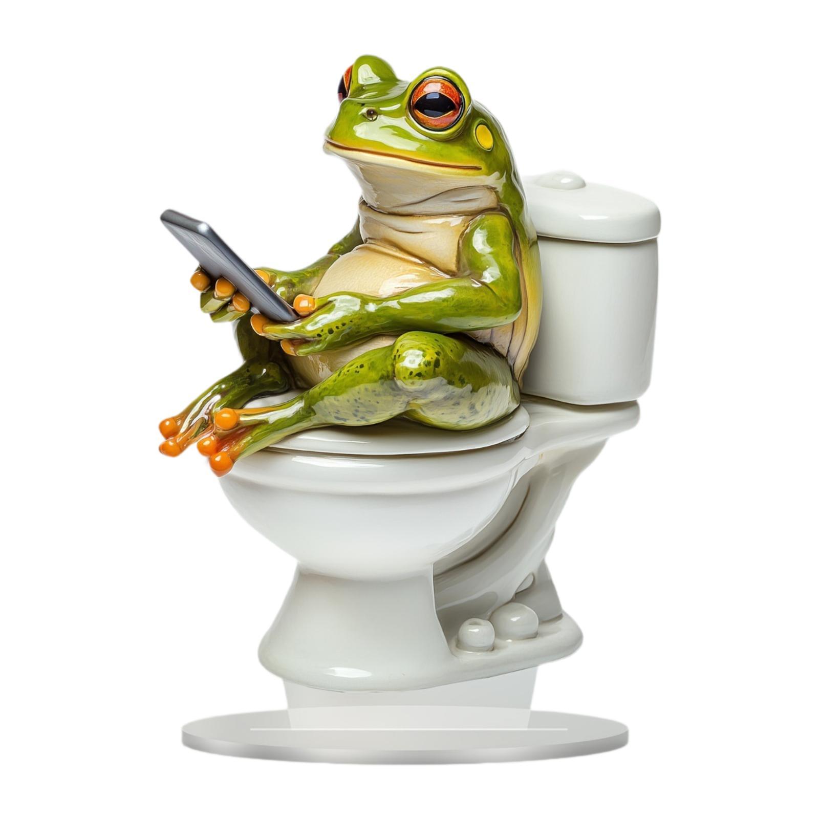 Magideal - Estatua De Rana, Figura Decorativa De Mesa, Regalo, Artesanías De Mesa, Letrero Acrílico De Animales, Figura De Escritorio Para Oficina, Fiesta, Vacac