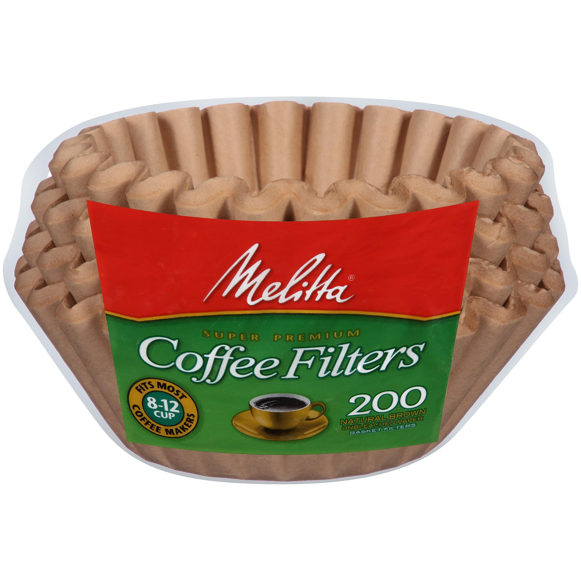 Filtros De Café Melitta Para 8-12 Tazas, Tipo Canasta, Marrón Natural, 200 Unidades