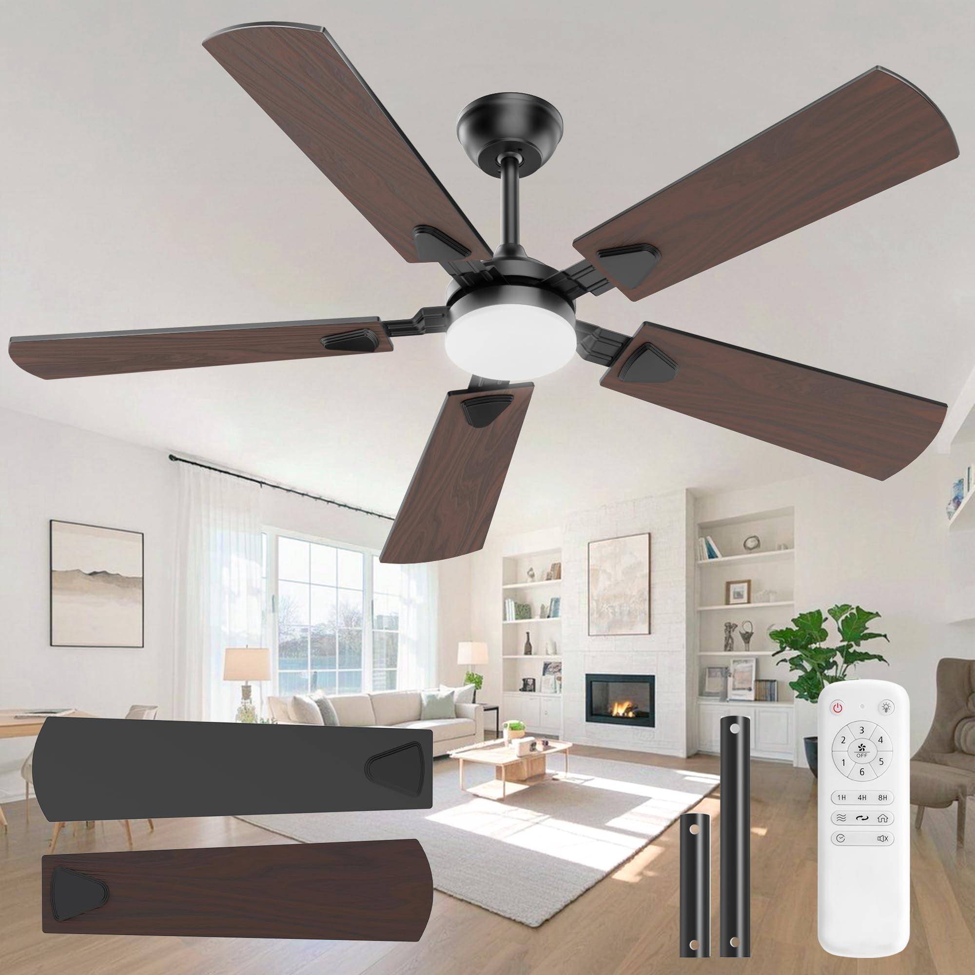 Ventilador De Techo Crazypai De 132 Cm Con Luz, Control Remoto Y Motor Dc