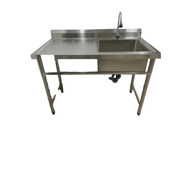 Lavafondos Industrial De Acero Inoxidable 120x60 cm Secador Izquierdo con Griferia de Regalo + desague y sifón