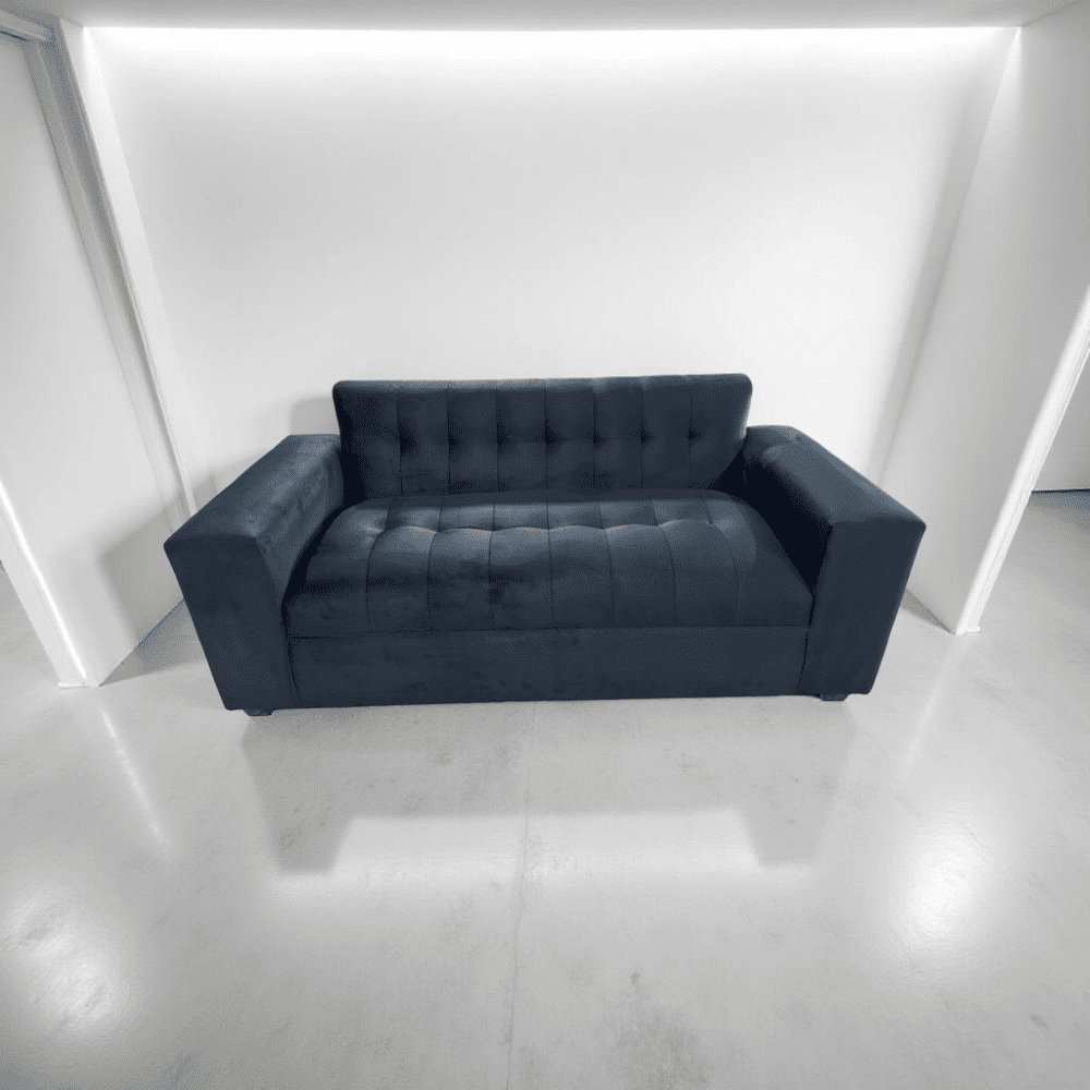 Muebles New - Sofa Dos Cuerpos Negro Felpa