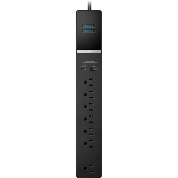 Protector Rocketfish de 7 tomas con USB-C y USB, 2160 J, 32 W