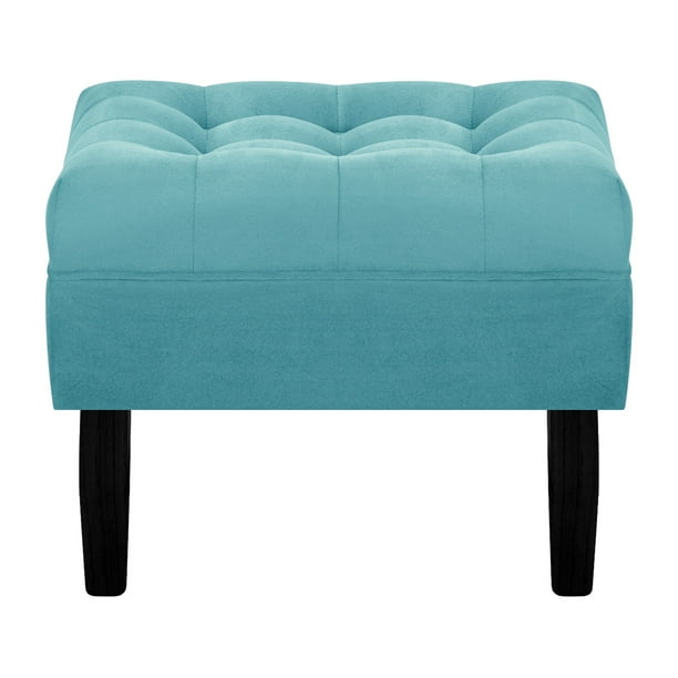 Pouf Wood 1c Felpa 00 Turquesa