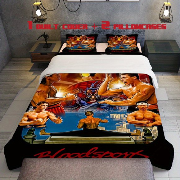 3pcs Set of Dynamic Blood Sport Themed Pattern Bedding Including a Comforter And Pillowcases