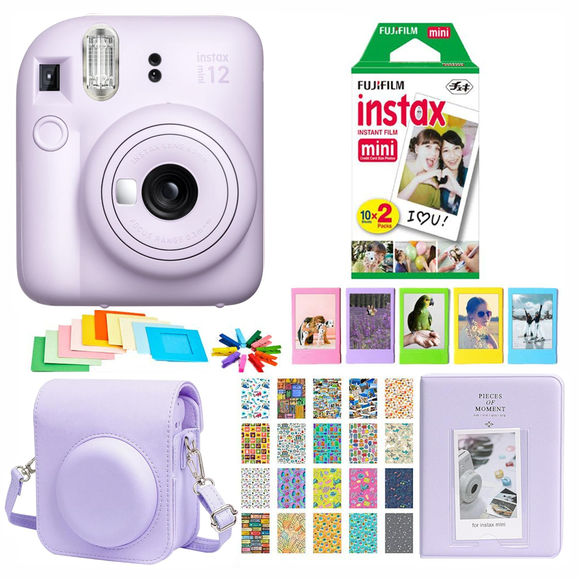 SET CÁMARA INSTAX MINI 12 LILA+ 20 PELÍCULAS +ACCESORIOS