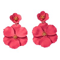Magideal - Pendientes Colgantes De Flores, Pendientes De Pétalos Florales, Pendientes Colgantes Para Vacaciones, Mujeres, Niñas, Joyería Del Día De San Valentín, Rosa