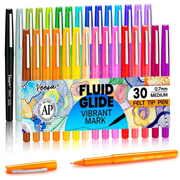 Marcadores de punta de fieltro VEESA 30 colores 0,7 mm punta media
