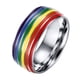 thumbnail image 4 of Anillo De Orgullo LGBT De Arco Iris De Esmalte De Acero Inoxidable De 8 Mm Tama?o De EE. UU. 11 20,7 Mm, 4 of 5