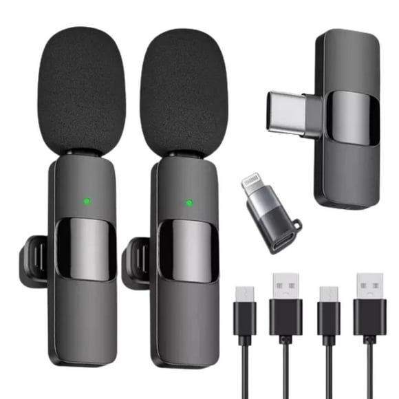 Pack 2 Micrófonos Inalámbricos 360° Tipo C y iPhone 20m
