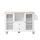 thumbnail image 3 of Mobile Kitchen Island Storage Trolley Cart on Wheels with Dropleaf Top, Towel/Spice Rack,2 Drawers, 2-Door Cabinet, White, 3 of 3