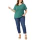 thumbnail image 2 of Agnes Orinda Camisetas de Mujer Tallas Grandes Cuello en V con Muesca Mangas Cortas Enrolladas Camisetas Suaves Casuales de Verano 2025 1X Verde, 2 of 6