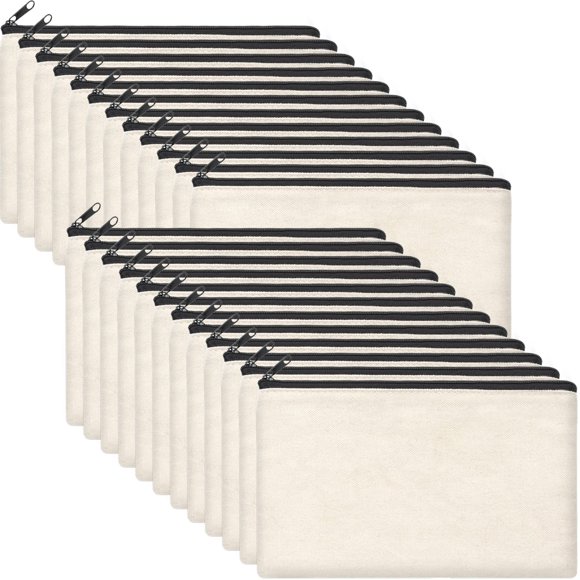 Bolsa de lona ZeediX, color beige, 24 paquetes de cosméticos, 21 x 13 cm
