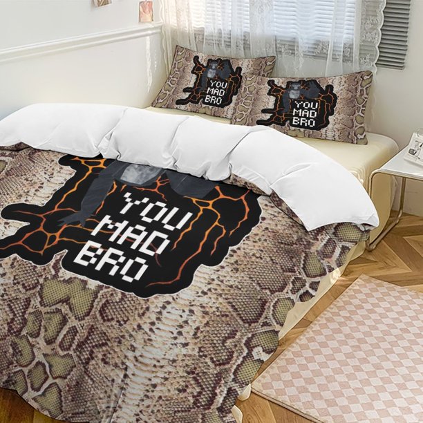 Snake Print You Mad Bro Gorilla Tag Comforter Set Soft 3 Pcs Twin Bedding Sets Thicken for All Season