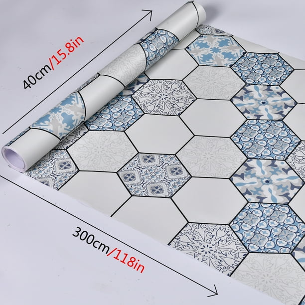1pc Peel And Stick Wallpaper Tile, Moroccan Tile Cover Up Stickers PVC Contact Paper For Floors Waterproof Wear-resistant Wall Tiles For Bathroom Walls Kitchen Back Splash Vinyl Flooring Roll Floor