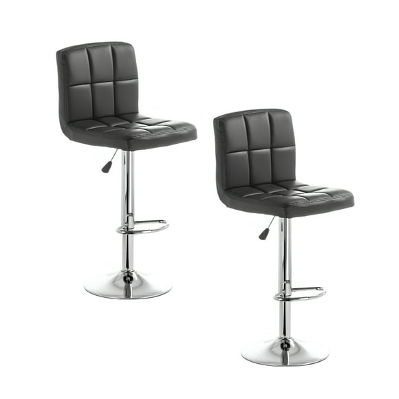 Pack 2 Sillas Piso Bar Negra Altura Regulable Ecocuero YC069