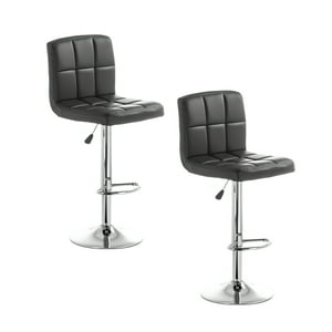 Lubabycas - Pack 2 Sillas Piso Bar Negra Altura Regulable Ecocuero Yc069