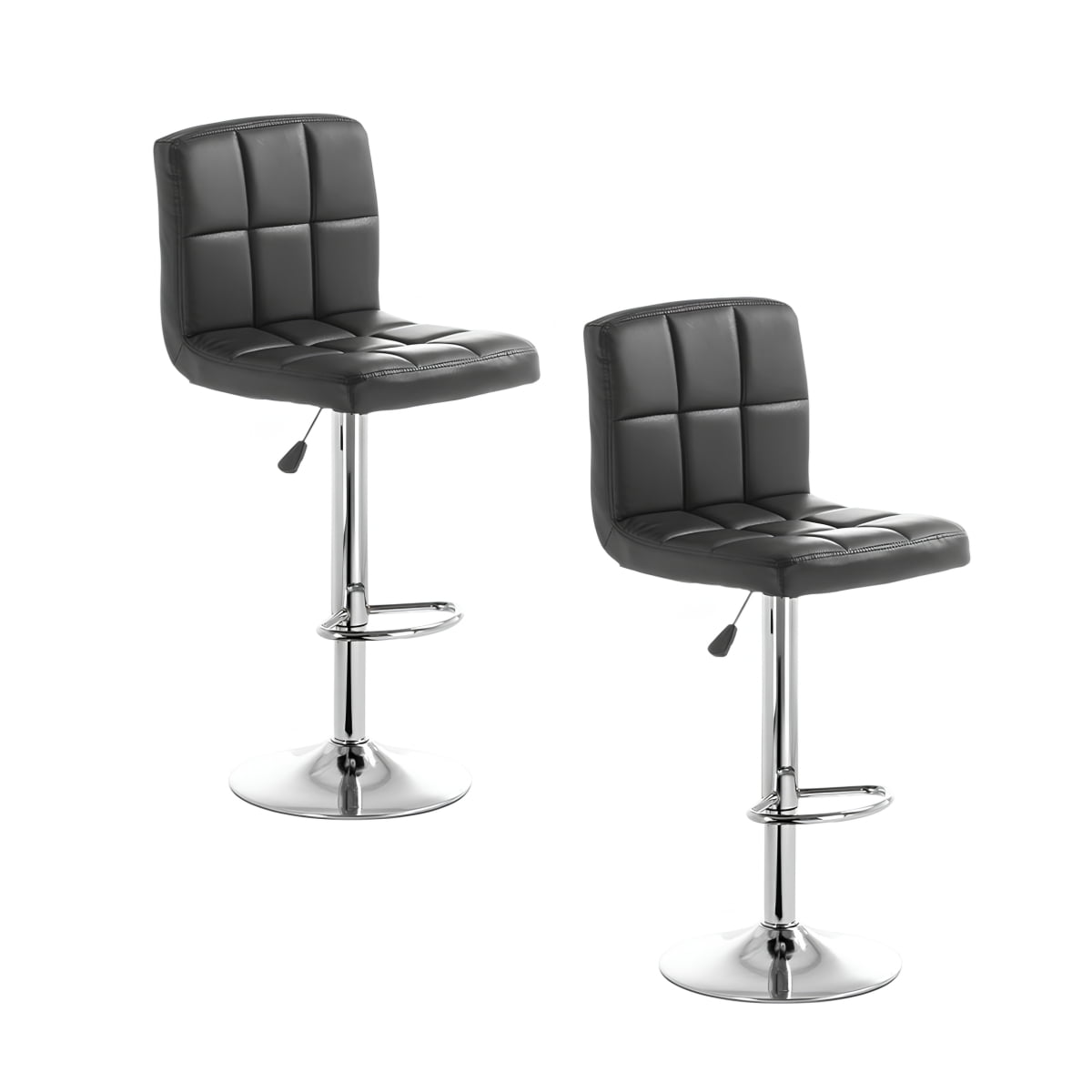 Lubabycas - Pack 2 Sillas Piso Bar Negra Altura Regulable Ecocuero Yc069