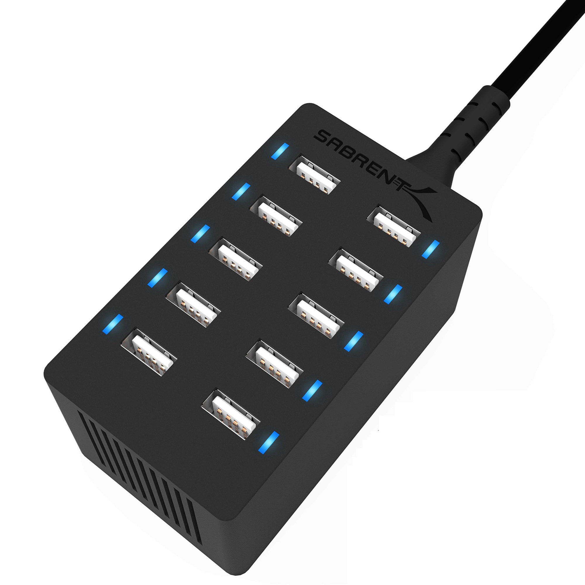 Cargador Sabrent, 60 W, 10 Puertos Usb, Escritorio, Detección Automática Inteligente