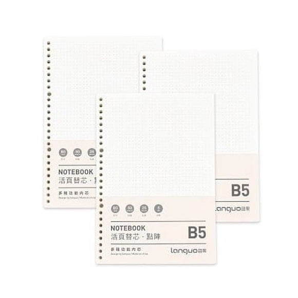 Pack 3 Repuestos Hojas Anilladas Tipo Binder B5 Diseño Puntos