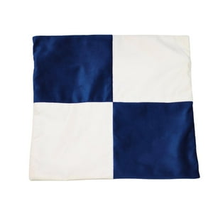 Máxima Design - Funda Cojín Gabriela Azul Oscuro Blanco Felpa 50X50 Cm