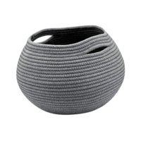 Magideal - Cesta De Almacenamiento Tejida, Cesta Pequeña Redonda Para Plantas, Cesta Decorativa Para Oficina Y Cocina Con Asa Para Armario, Revistas, Artículos D Gris