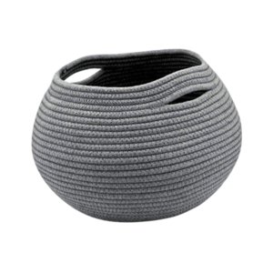 Magideal - Cesta De Almacenamiento Tejida, Cesta Pequeña Redonda Para Plantas, Cesta Decorativa Para Oficina Y Cocina Con Asa Para Armario, Revistas, Artículos D Gris