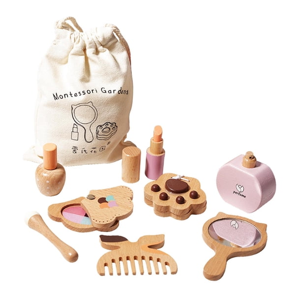 Juego De Maquillaje De Madera, Kit De Maquillaje De Imitación Para Cumpleaños, Regalo De Fiesta Para Niñas