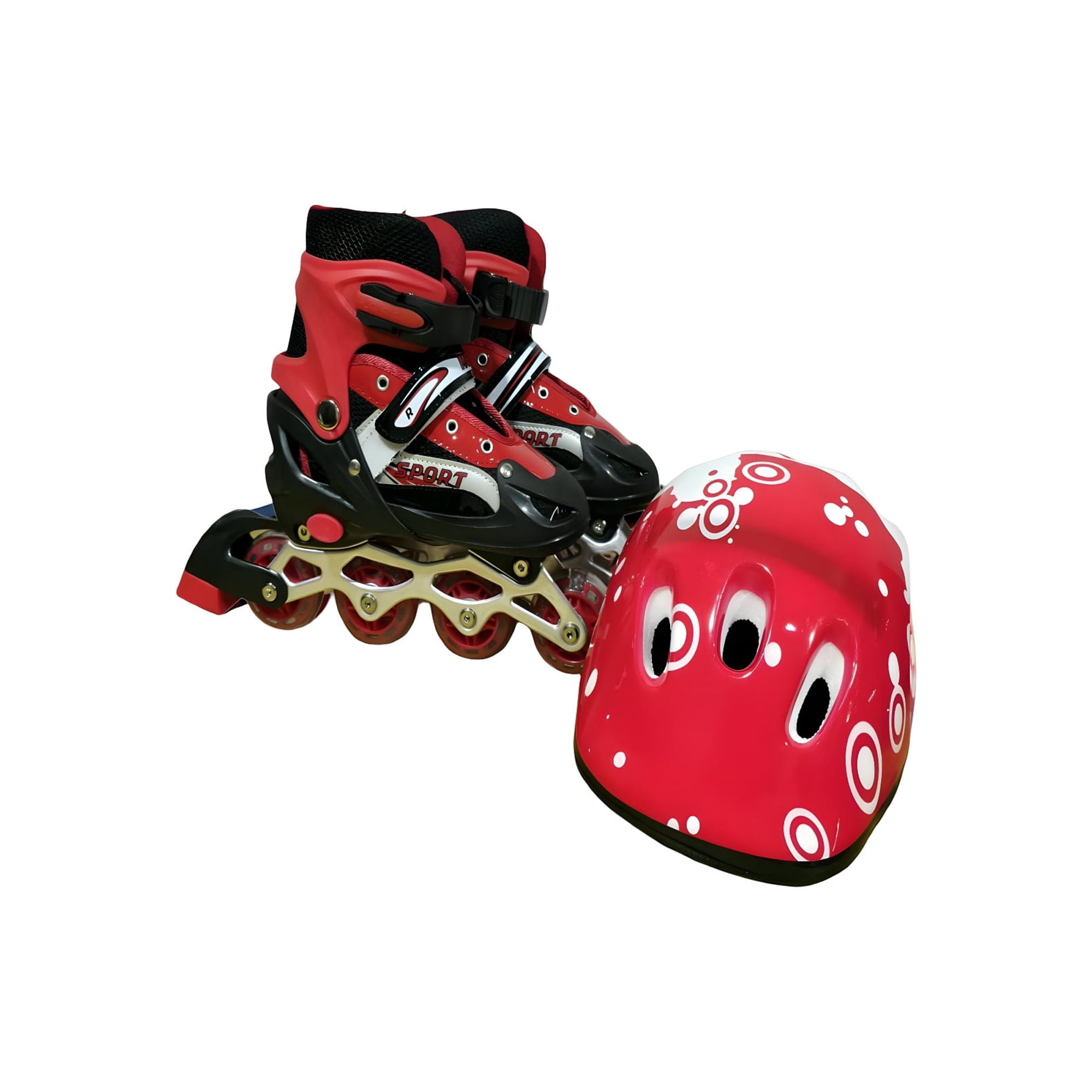 Genérico - Patin Lineal Con Luces Y Kit Talla M 35 38 Rojo
