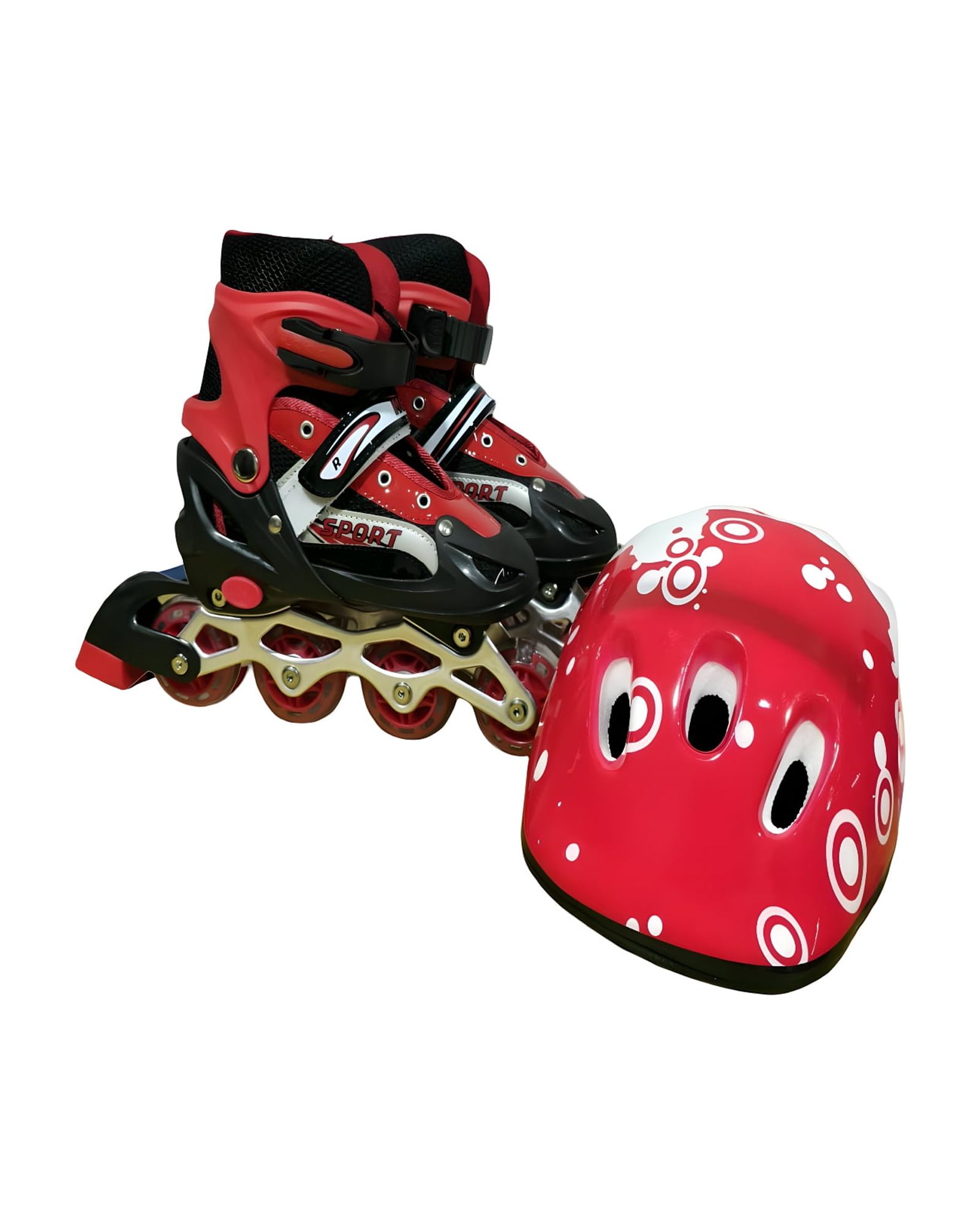 Genérico - Patin Lineal Con Luces Mas Kit Talla M 35 38 Rojo