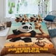 thumbnail image 2 of Oso Panda en África Conjunto de sábanas temático, trío de piezas, cómodo y amigable con la piel, diseño único, regalo de decoración para el hogar para familiares, amigos y fans,135cm *200cm, 2 of 6