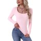 thumbnail image 1 of INSPIRE CHIC Camisetas térmicas para mujer Capa base Mangas largas Ropa interior Otoño Invierno Pijamas Tops Camiseta básica XL Rosa, 1 of 6