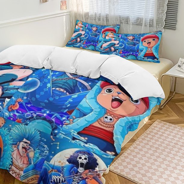 The Straw Hat Pirates Bed Duvet Cover Funny Anime Cartoon Bedding Sets Lightweight 3 Piece Comforter Sets
