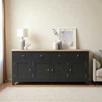 Arca Muebles - Aparador Buffet De Madera Rack Xl 180X45X80 Color Negro Cubierta Natural