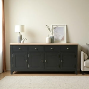 Arca Muebles - Aparador Buffet De Madera Rack Xl 180X45X80 Color Negro Cubierta Natural