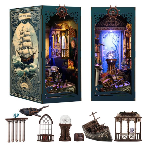 Kit de rincón para libros DIY, decoración de estantería, Ocean Adventure