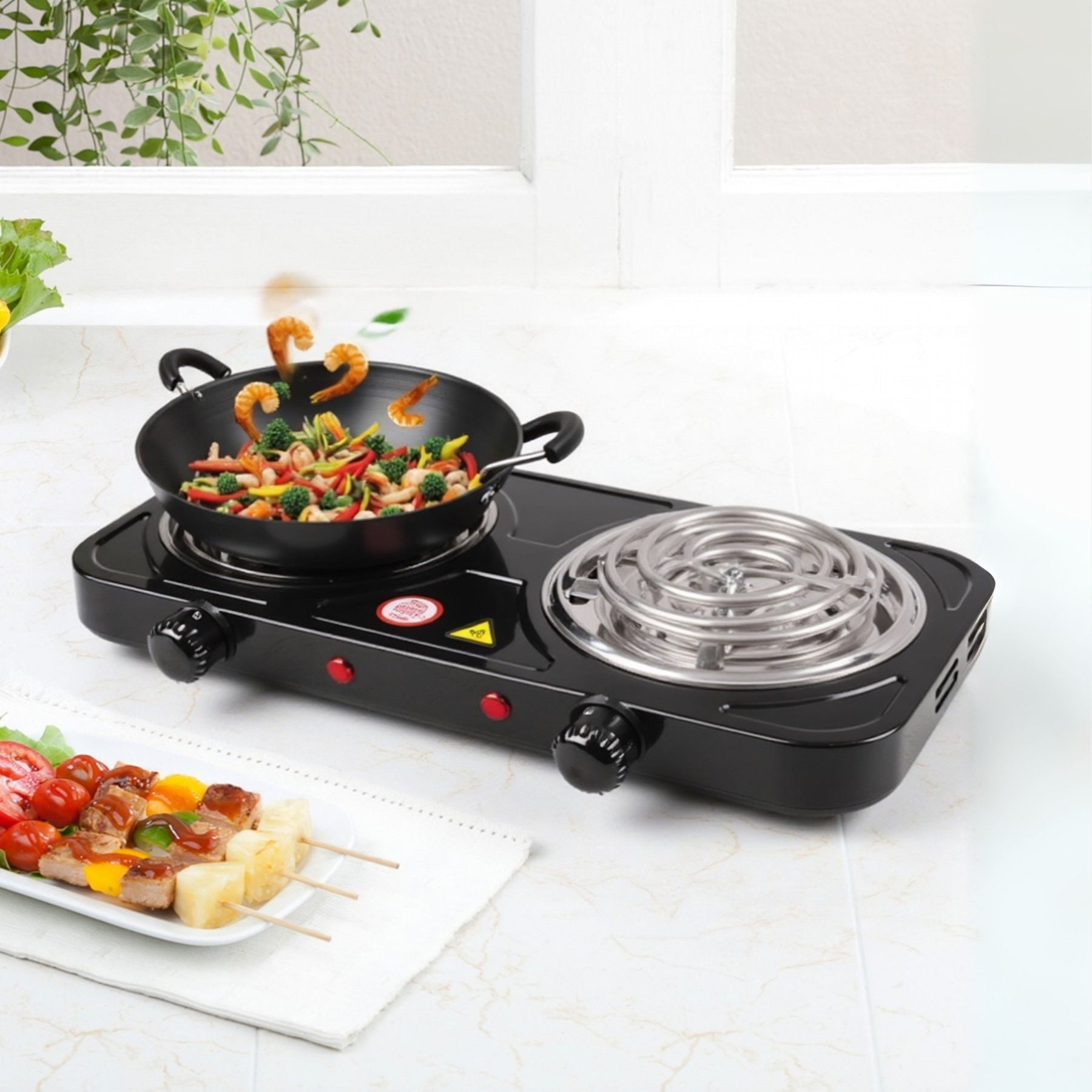 Line - Cocina Eléctrica 2 Platos 2000w Cocinilla Portátil Negro