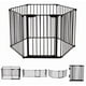 thumbnail image 1 of Barrera de Seguridad Multifunción 6 Paneles, Rejilla de Protección de Metal para Chimenea Puertas Escaleras, Parque Recinto para Perros Corralito para Mascotas Valla Plegable, Negro, 1 of 9